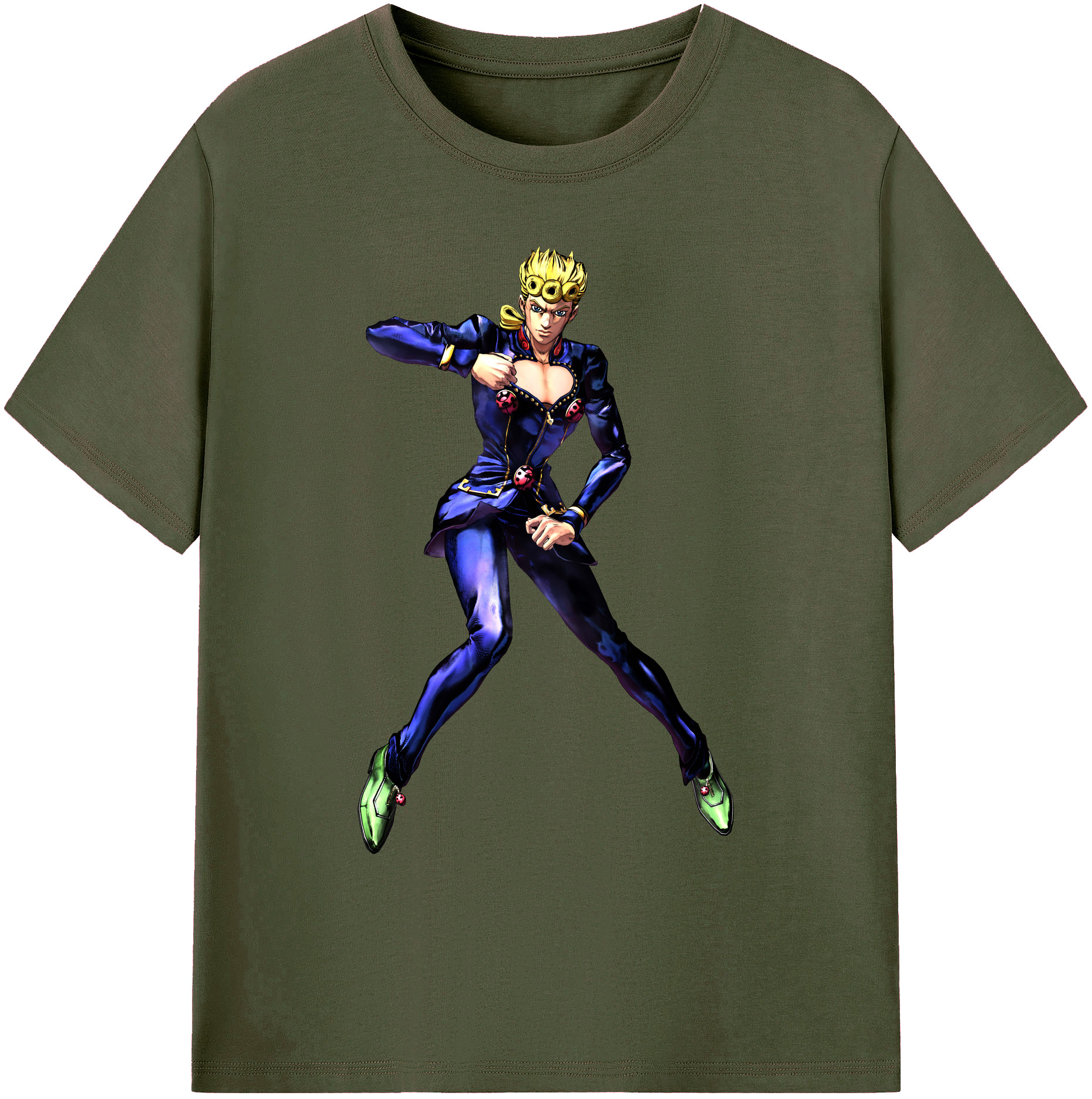 （画像用） ジョジョの奇妙な冒険 ジョルノ?ジョバァーナ JoJo's Bizarre Adventure Giorno Giovanna 綿100％ メンズ半袖Tシャツ｜肌触りやわらか＆通気性